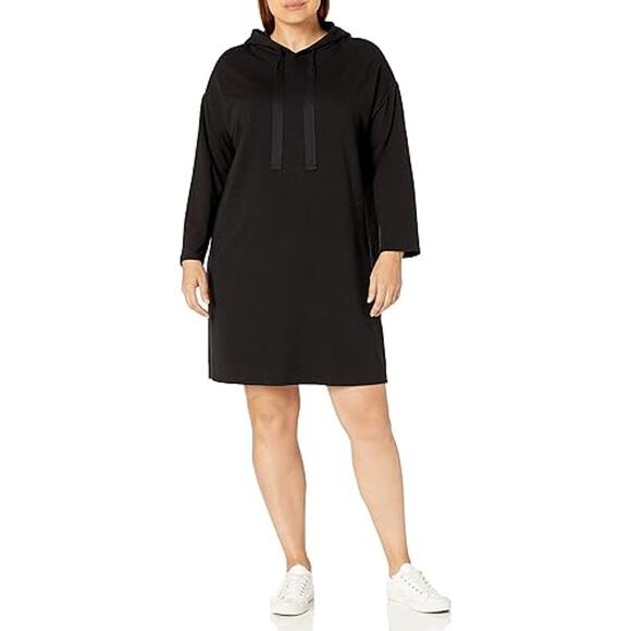 Daily Ritual Terry Cotton Blend Bracelet-Sleeve Hoodie Dress Women's Size M Navy - Picture 1 of 9